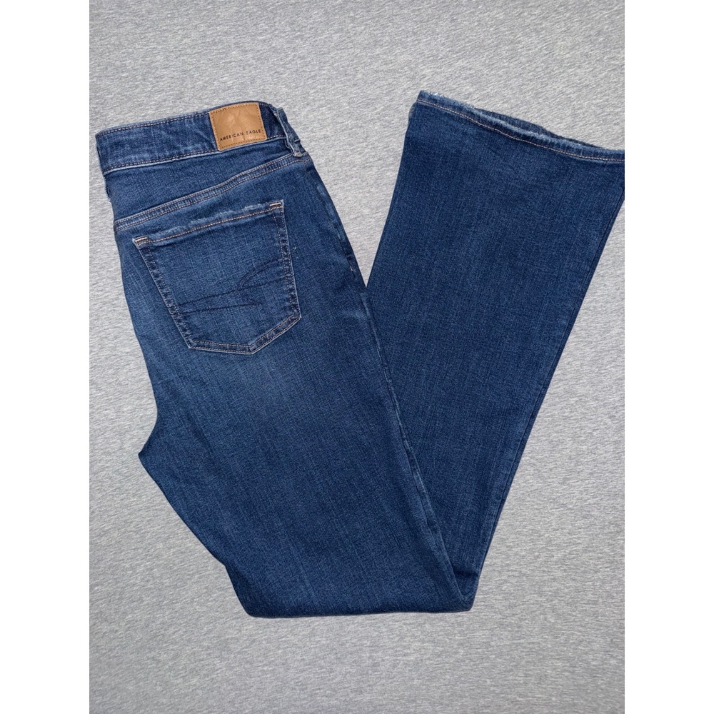 American Eagle Women's Kick Boot  Regular Fit Jeans Size 10 Stretchy Y2K Boho